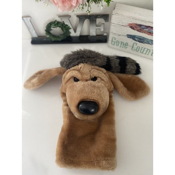 Vintage Dakin 1986 Hound Dog Hand Puppet Coonskin Hat Plush Preschool Teacher - Picture 1 of 16
